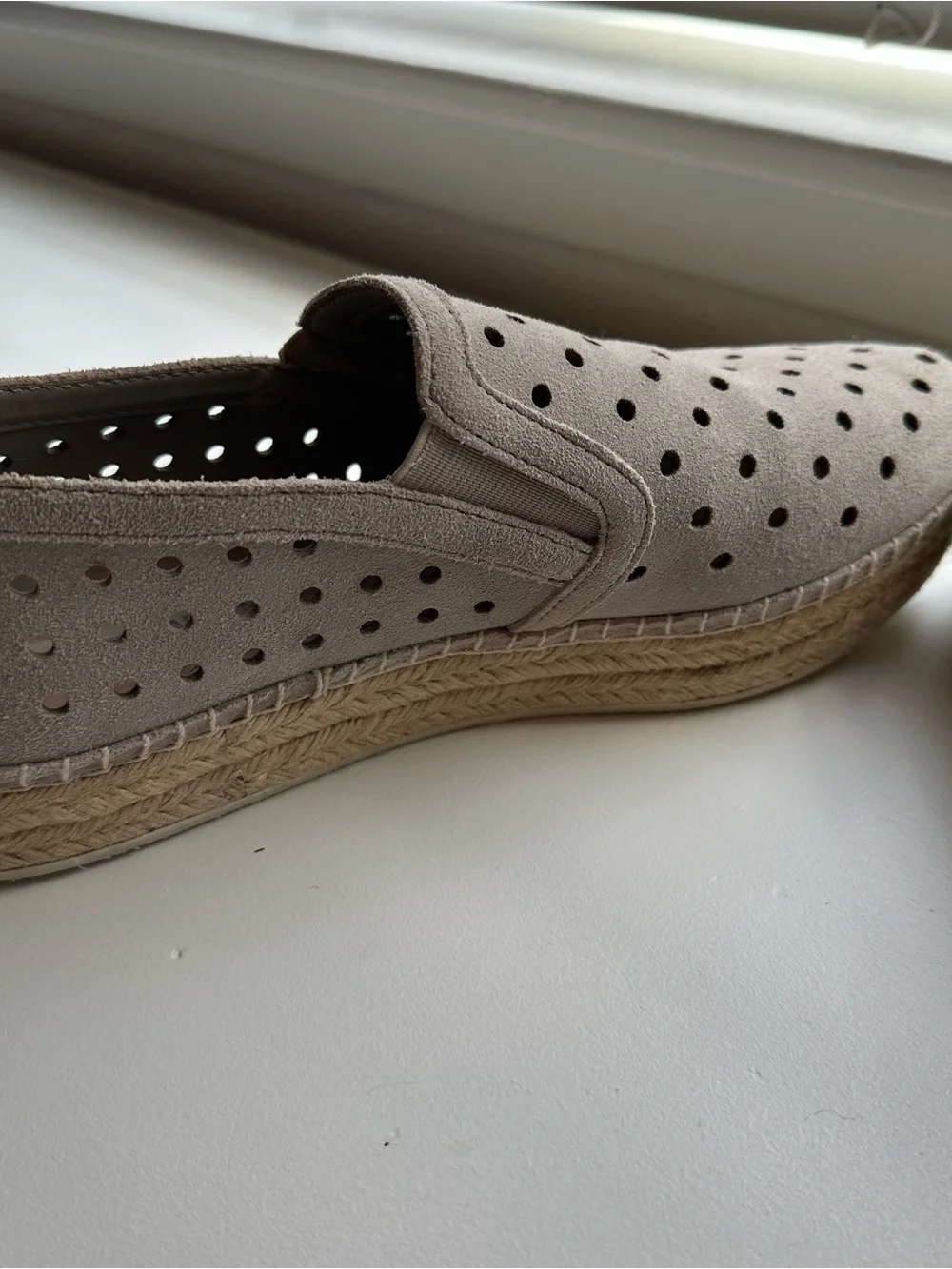 Steve Madden Taupe Perforated Slip-On Espadrille Platform